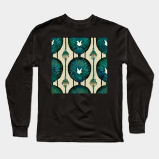 Art Deco design - peacock noir X Long Sleeve T-Shirt